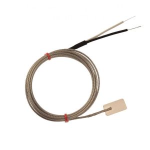 Termocoppia a foglia IEC, cavo isolato in fibra di vetro con treccia in acciaio inox - Tipo J con terminazione a coda nuda - lunghezza 2 m