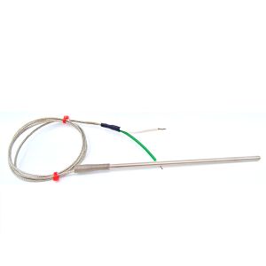 Sonda per termocoppia per uso generico IEC, cavo isolato in fibra di vetro con treccia in acciaio inox - Tipo K - terminazione a coda nuda - 2M