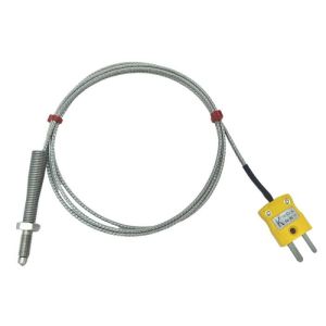 Termocoppia con ugello ANSI, cavo isolato in fibra di vetro con treccia in acciaio inox - Tipo K terminante in spina miniaturizzata - lunghezza 2 m