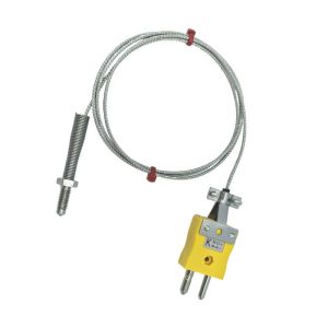 Termocoppia con ugello ANSI, cavo isolato in fibra di vetro con treccia in acciaio inox - Tipo K terminante in spina standard - lunghezza 1 m