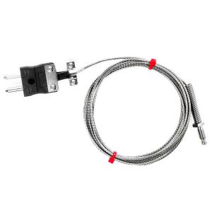 Termocoppia con ugello IEC, cavo isolato in fibra di vetro con treccia in acciaio inox - Tipo J - Terminazione maschio standard - 2M