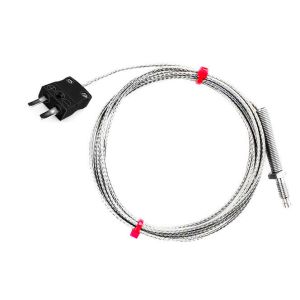  Termocoppia con ugello IEC, cavo isolato in fibra di vetro con treccia in acciaio inox - Tipo J - Terminazione a spina miniaturizzata - 2M