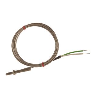 Termocoppia con ugello IEC, cavo isolato in fibra di vetro con treccia in acciaio inox - Tipo K - terminazione a coda nuda - 2M