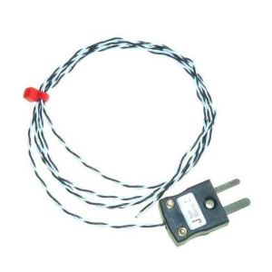 Termocoppia a giunzione esposta IEC a doppia torsione isolata in PFA con spina miniaturizzata - Tipo J - 1/0,2 Dimensioni del trefolo - Lunghezza 2 m