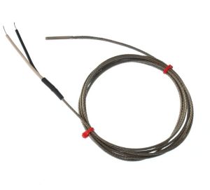 Termocoppia con messa a terra fabbricata IEC in tubo di acciaio inossidabile, cavo intrecciato in acciaio inossidabile in fibra di vetro - Tipo J - Diametro 3,18 mm - Lunghezza 25 mm