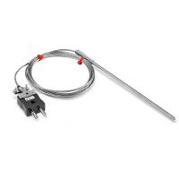 Sonda per termocoppia per impieghi generici IEC, cavo isolato in fibra di vetro con sovratreccia in acciaio inox che termina a code nude, connettore maschio miniaturizzato o standard - tipo K, J