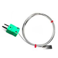Termocoppia a foglia IEC, cavo isolato in fibra di vetro con treccia in acciaio inox che termina a coda nuda, connettore maschio miniaturizzato o standard - tipo K, J